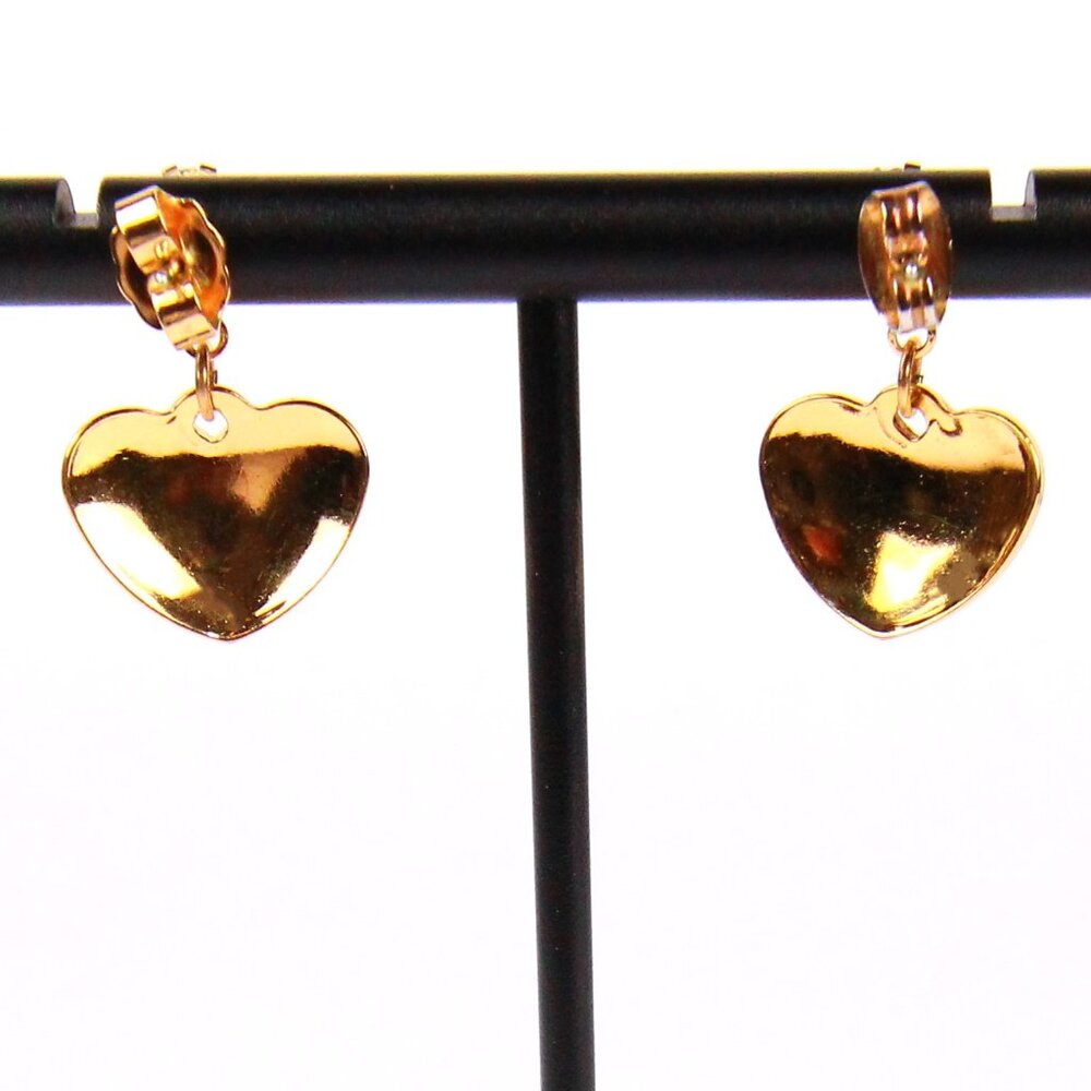 Vintage Avon 1995 Gold Tone and Pink Rhinestone Heart Earrings - Picture 3 of 5